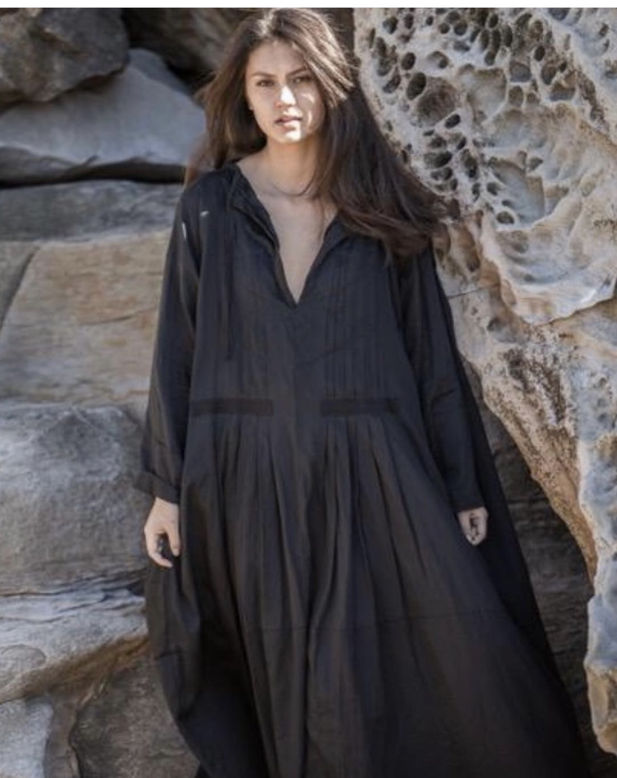 MIA SHORT DRESS - BLACK COTTON POPLIN