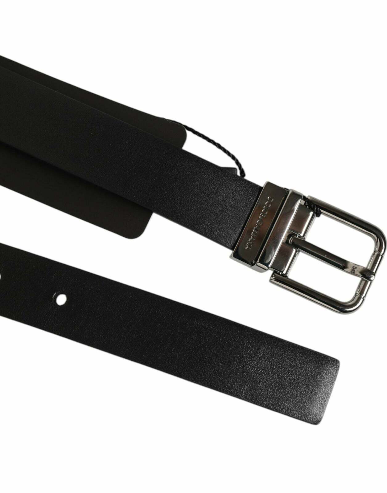 Studded Leather Belt with Silver-Tone Buckle - Black / 105 cm / 42 Inches