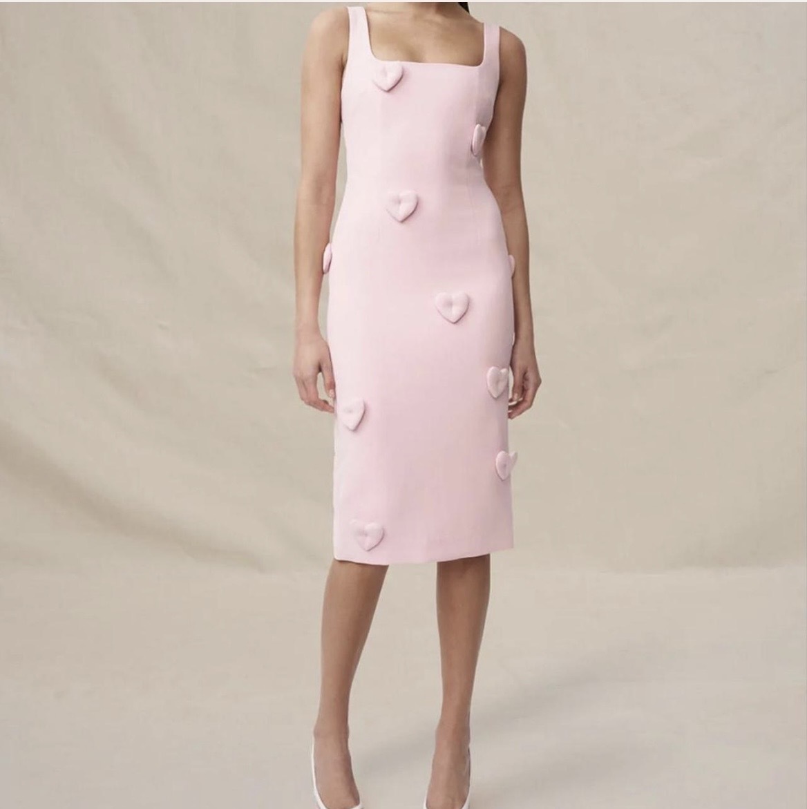 Amora love heart midi dress pink size 14