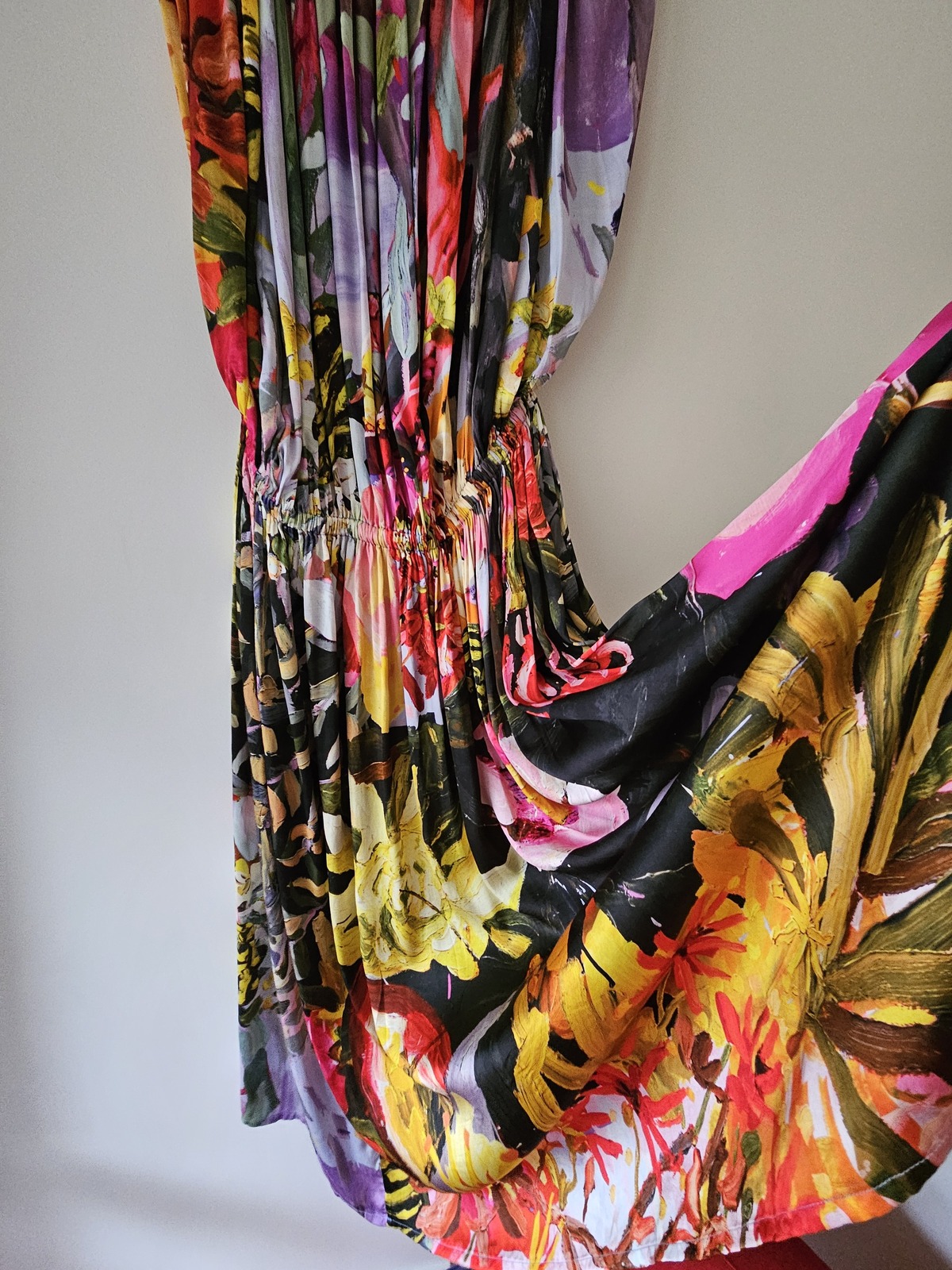 satin dress Neon Bush Print by Laura Jones Size 14 /XL