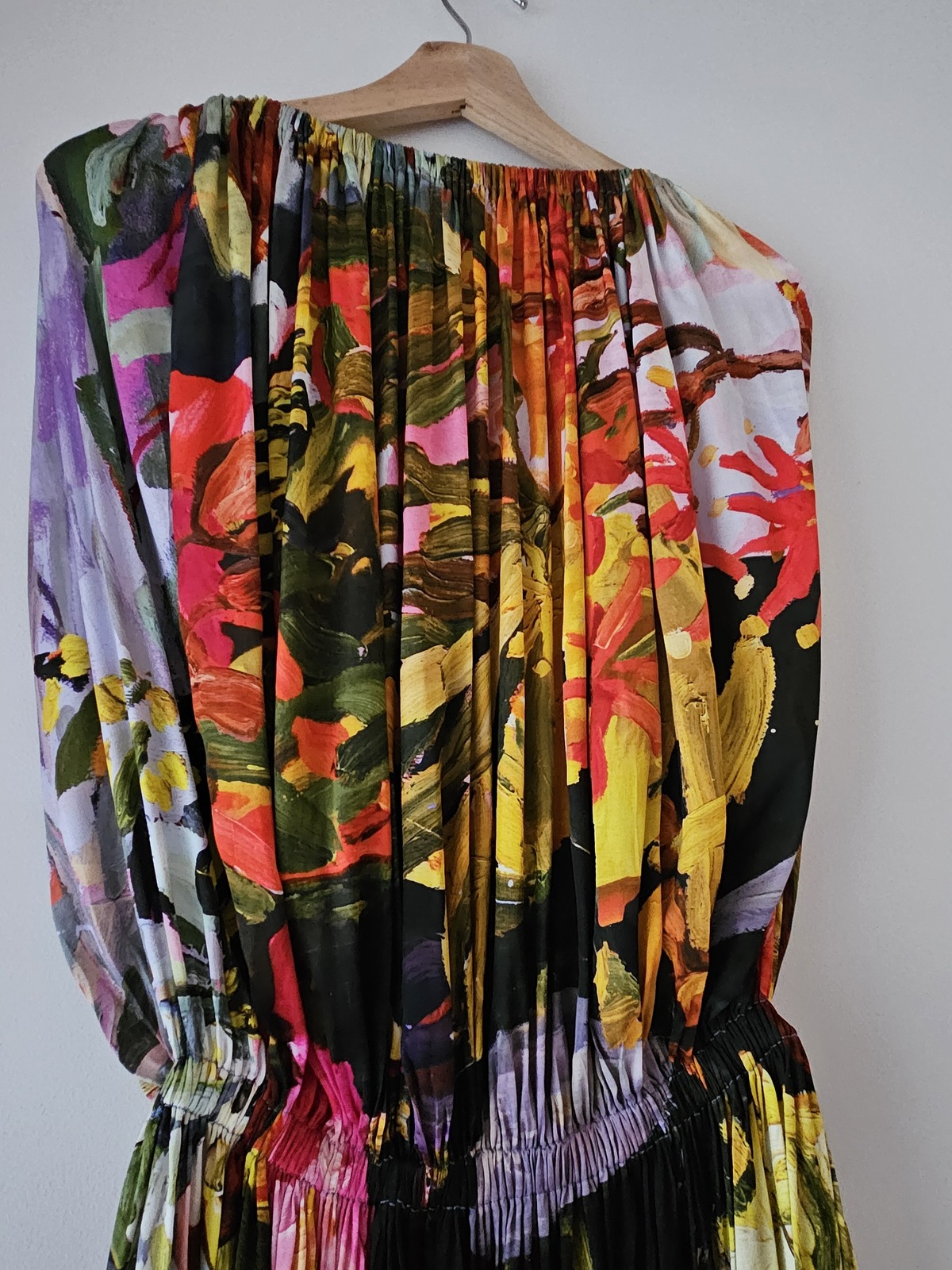 satin dress Neon Bush Print by Laura Jones Size 14 /XL