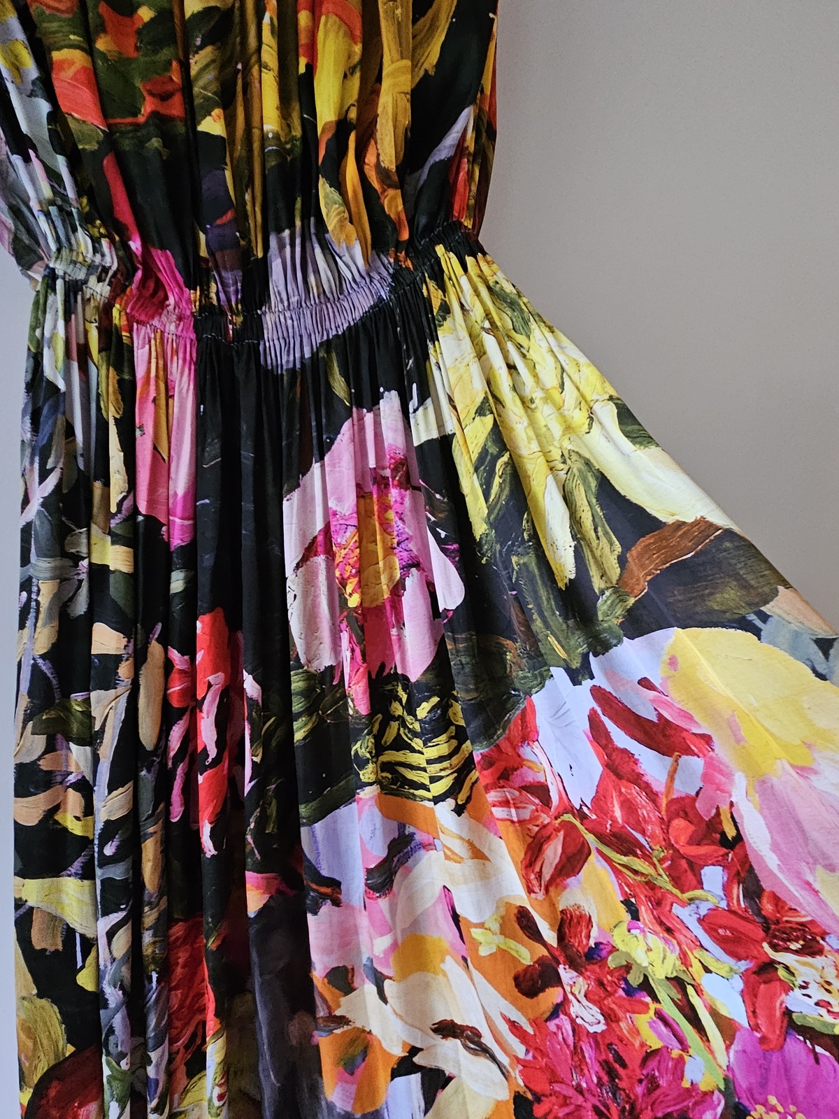 satin dress Neon Bush Print by Laura Jones Size 14 /XL