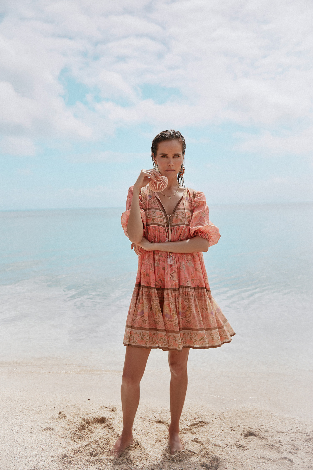 SEASHELL BOHO MINI DRESS