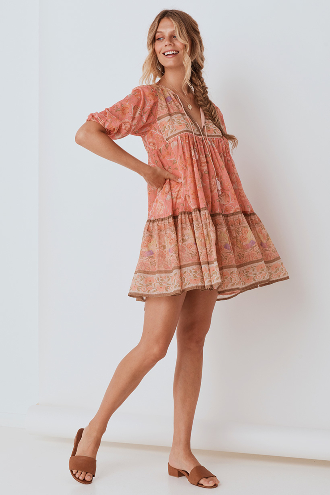 SEASHELL BOHO MINI DRESS