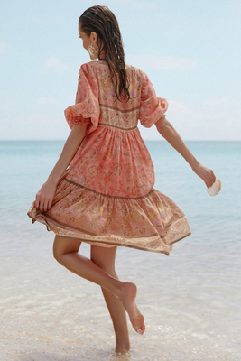 spell seashell strappy midi dress Seashell Babydoll Midi Dress