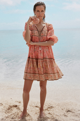 spell seashell boho mini dress Spell & The Gypsy Seashell Boho Mini Dress in Coral, Size: M