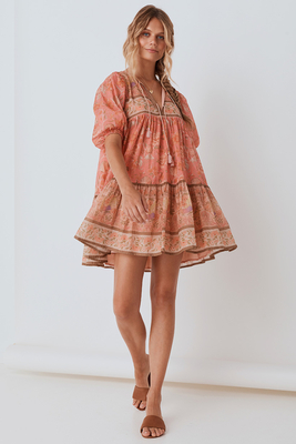 spell seashell boho mini dress Spell & The Gypsy Seashell Boho Mini Dress in Coral, Size: M