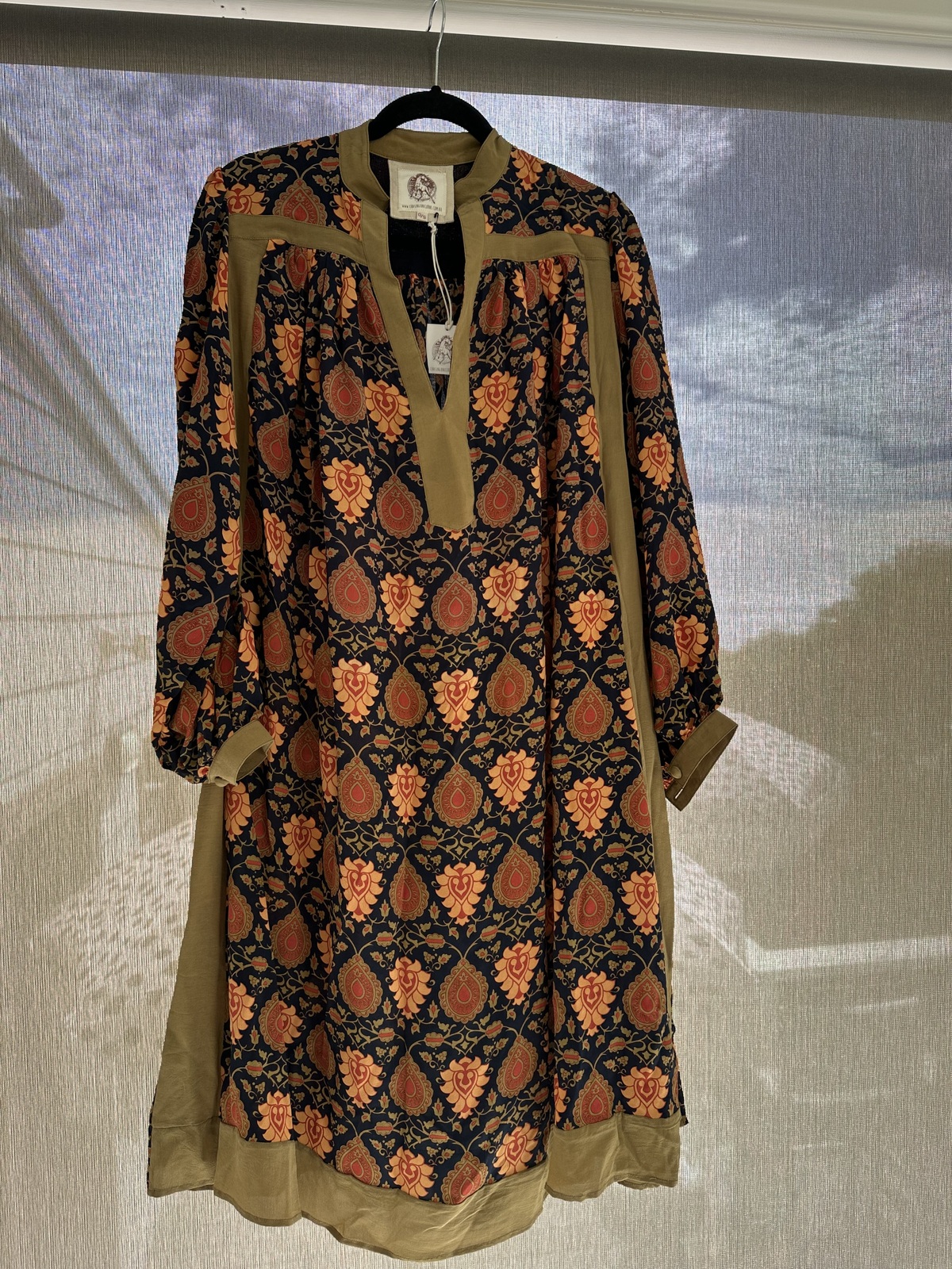 PEACE TRAIN SILK CAFTAN DRESS