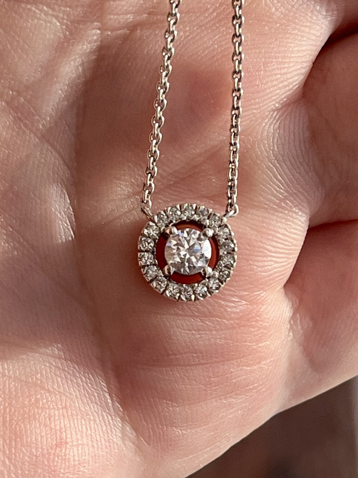 COLLIER PAVE CIRCLE NECKLACE SS WITH CLEAR ZIRCONIAS -RRP $199 