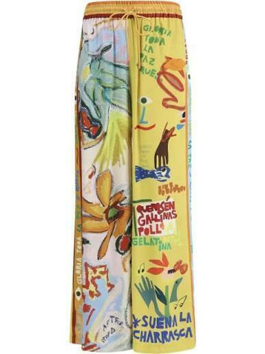 La Charrasca Silk Wide Leg Trousers AU 12