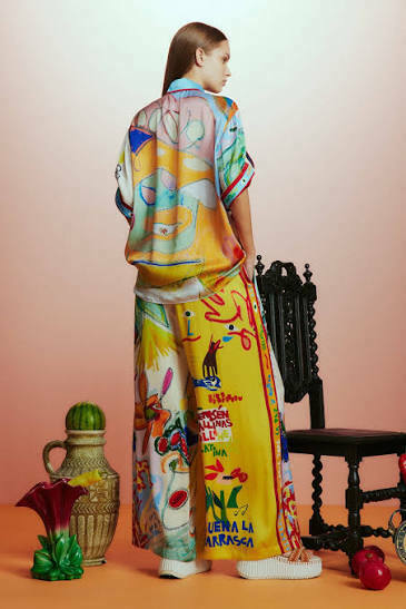 La Charrasca Silk Wide Leg Trousers AU 12