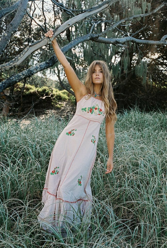 SOMEWHERE ON A BEACH PINK EMBROIDERED FLORAL DRESS