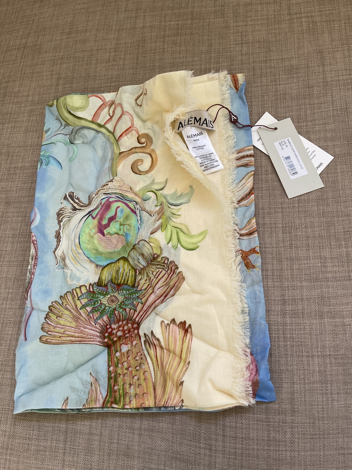 Emerald Cove frayed organic cotton-voile pareo