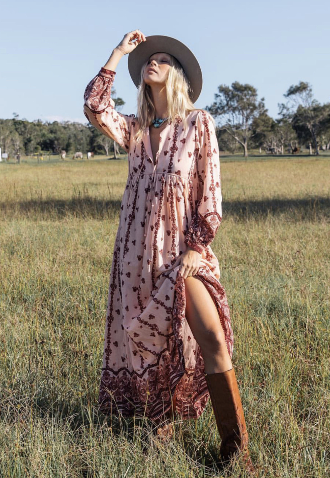 NOTHING BUT FLOWERS MAXI DRESS- BLUSH