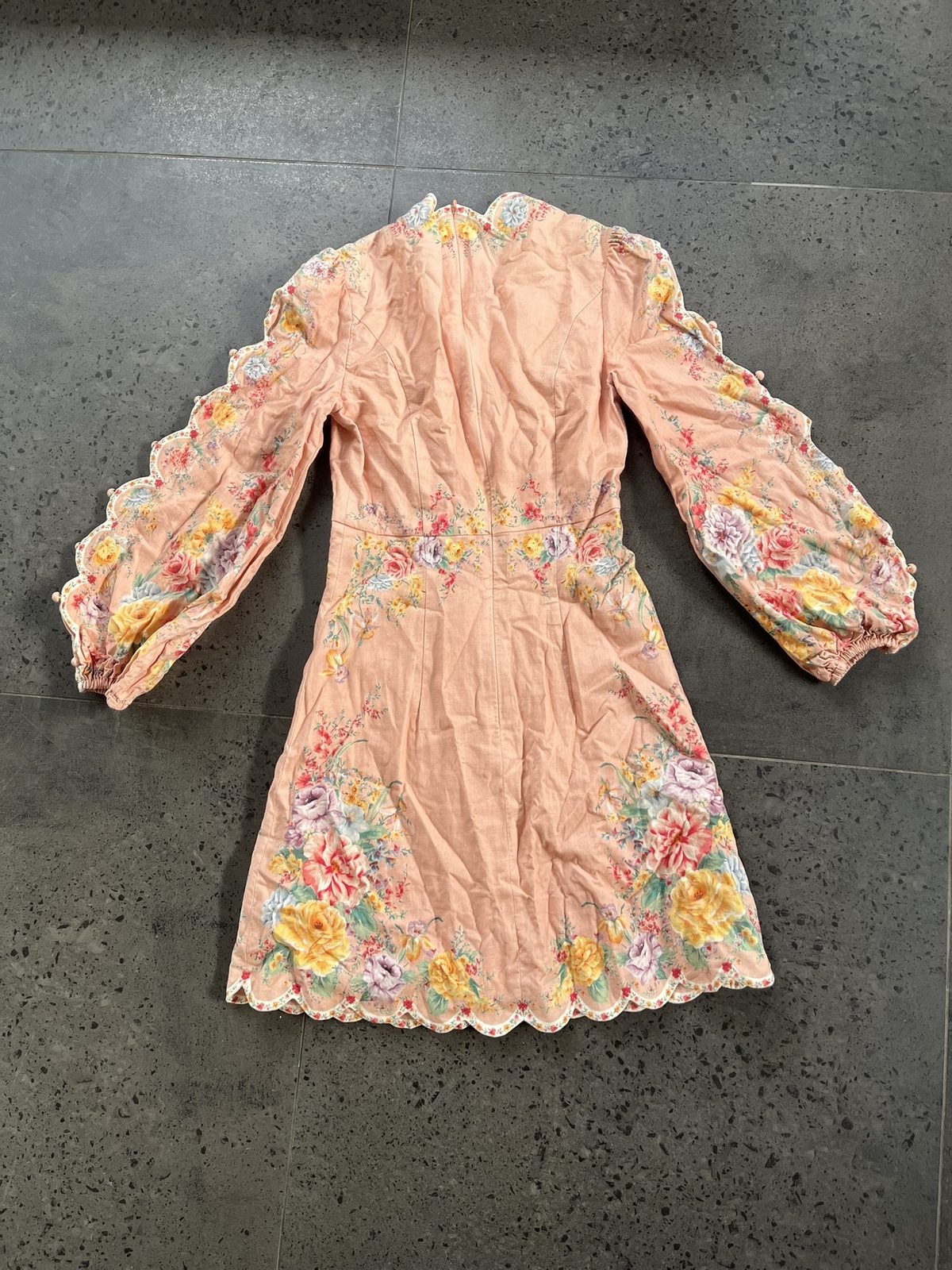 Zinnia Scallop Mini Dress in Coral Floral