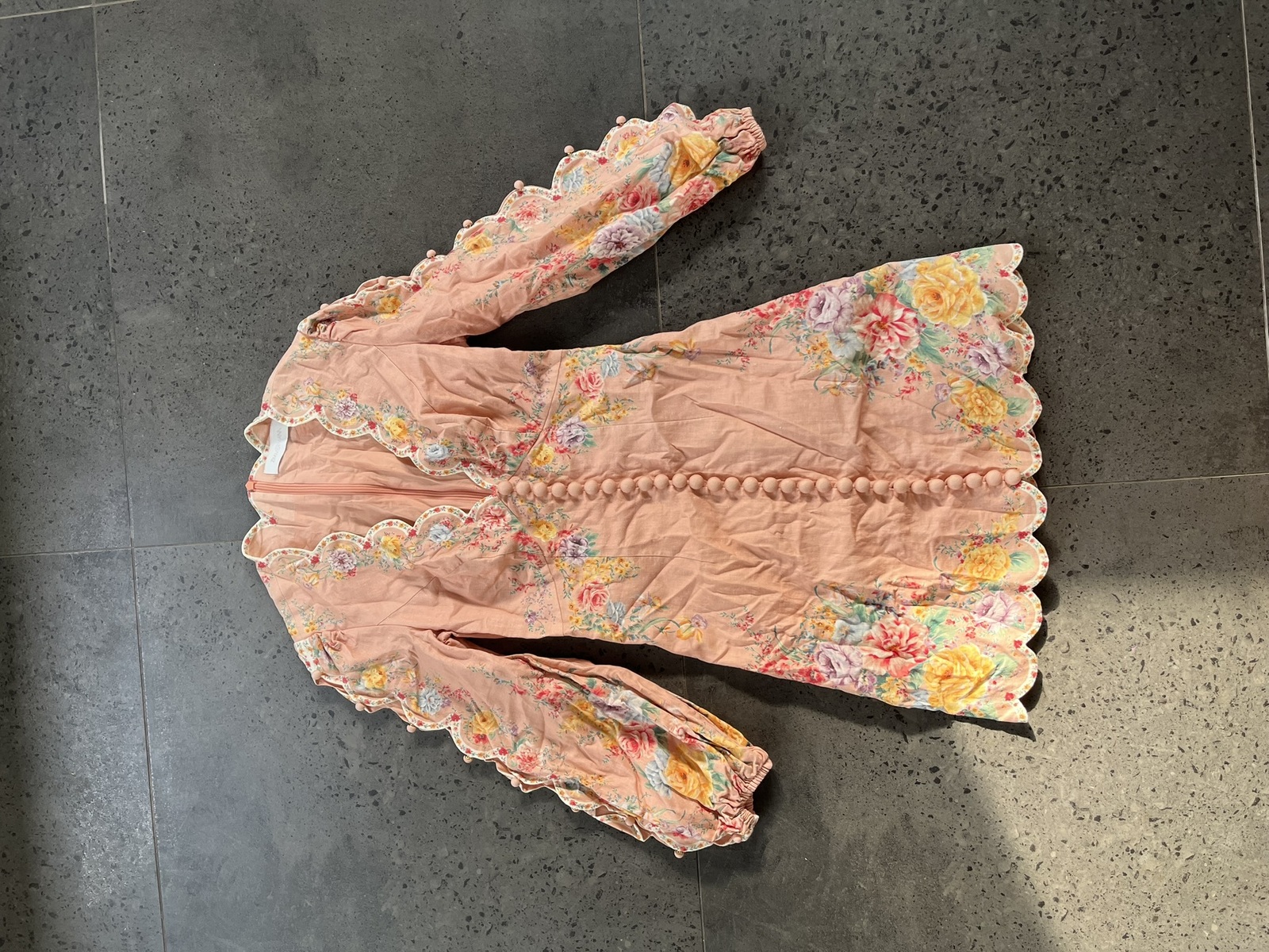 Zinnia Scallop Mini Dress in Coral Floral