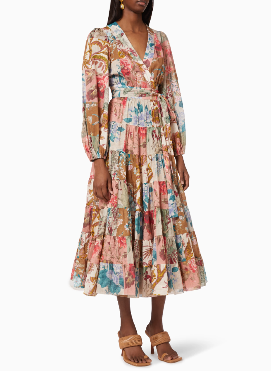 Cassia Floral-Print Cotton Wrap Maxi Dress