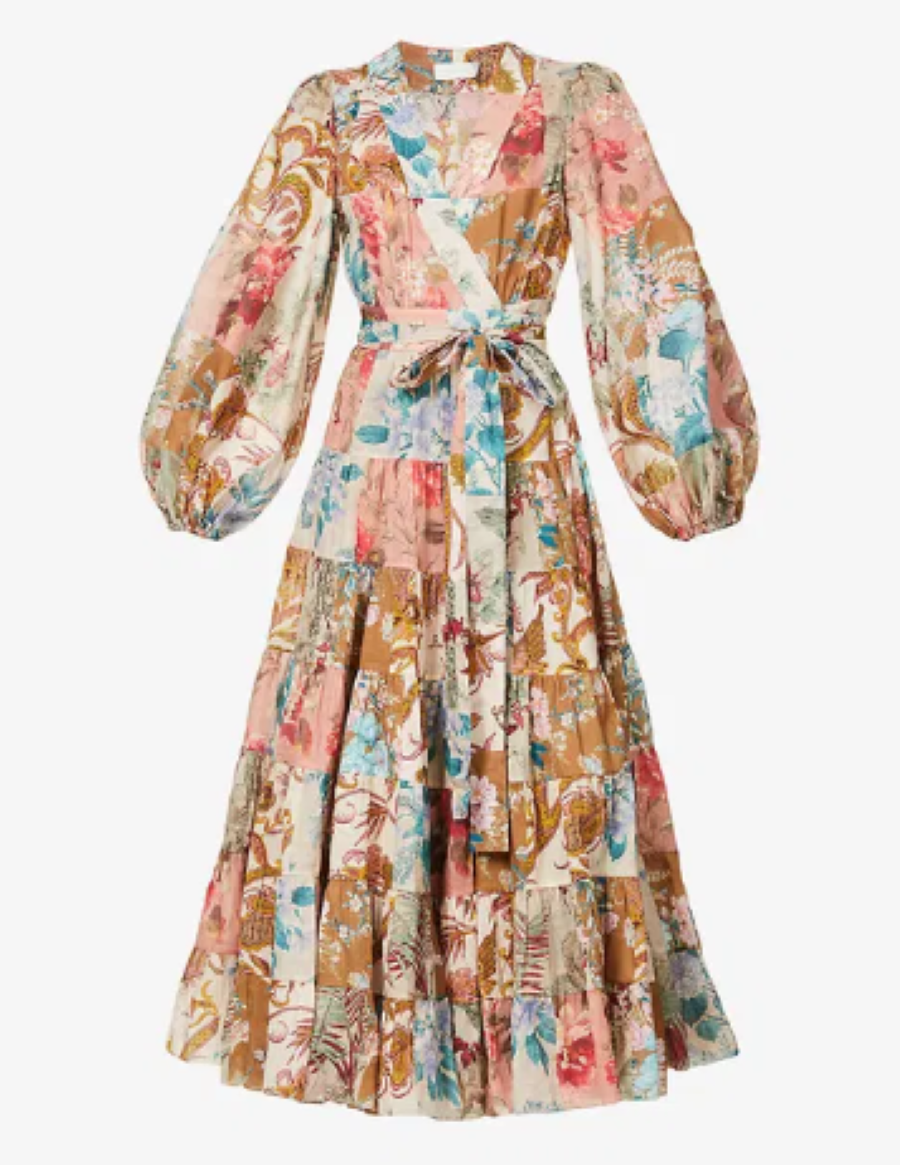 Cassia Floral-Print Cotton Wrap Maxi Dress