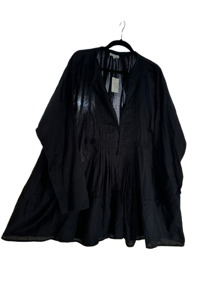 MIA SHORT DRESS - BLACK COTTON POPLIN