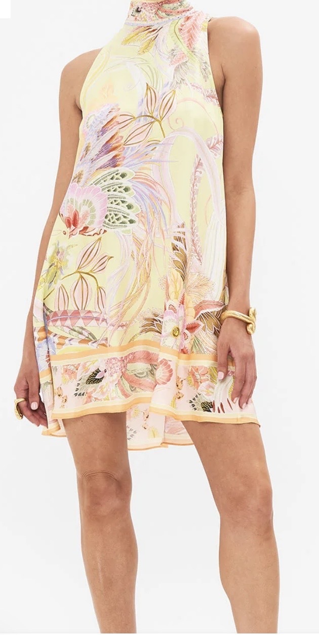 Cosmic Tuscan back tie 100% silk short dress size Medium 