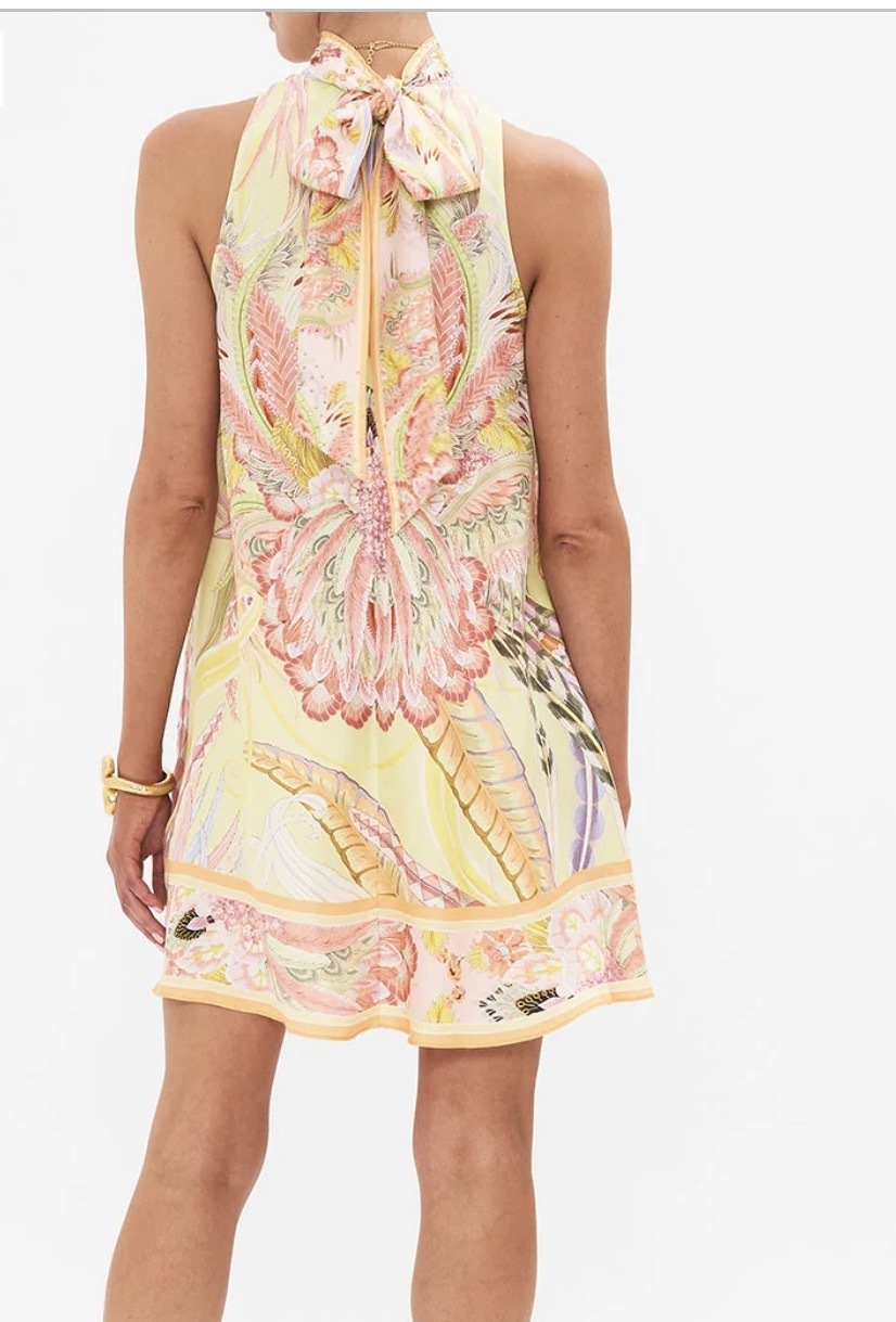 Cosmic Tuscan back tie 100% silk short dress size Medium 