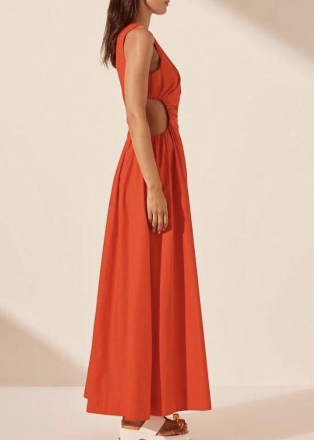 RRP $360 Asymmetrical Cutout Maxi Dress Hibiscus Red BRAND NEW