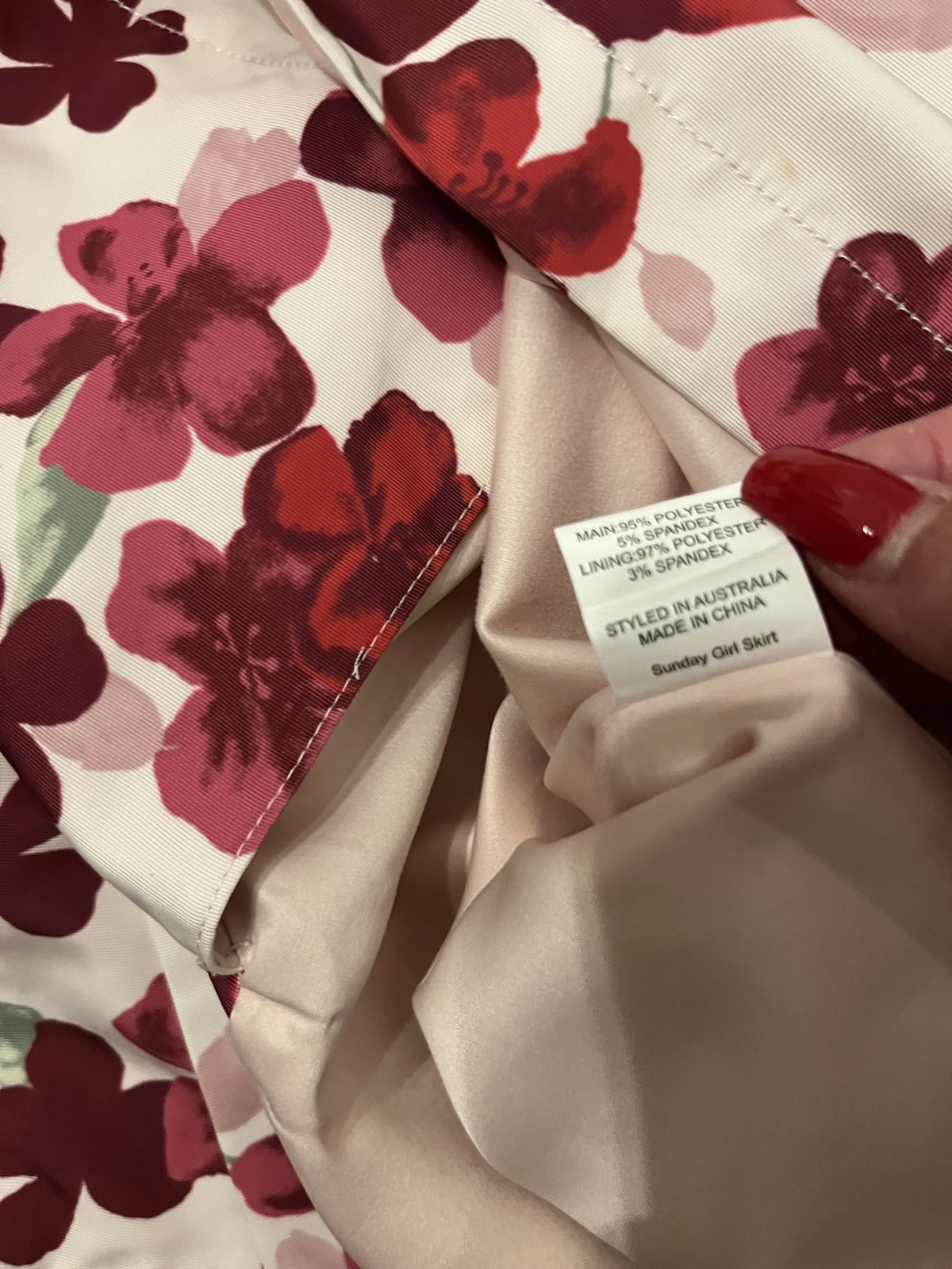 Stunning pink floral Sunday Girl Skirt size AU10