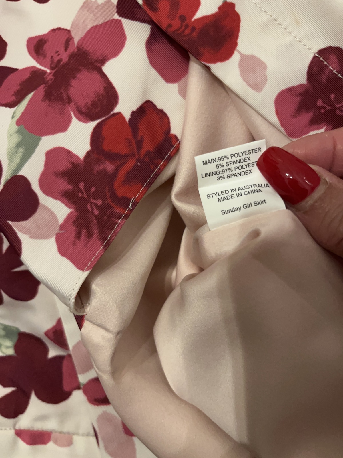 Stunning pink floral Sunday Girl Skirt size AU10