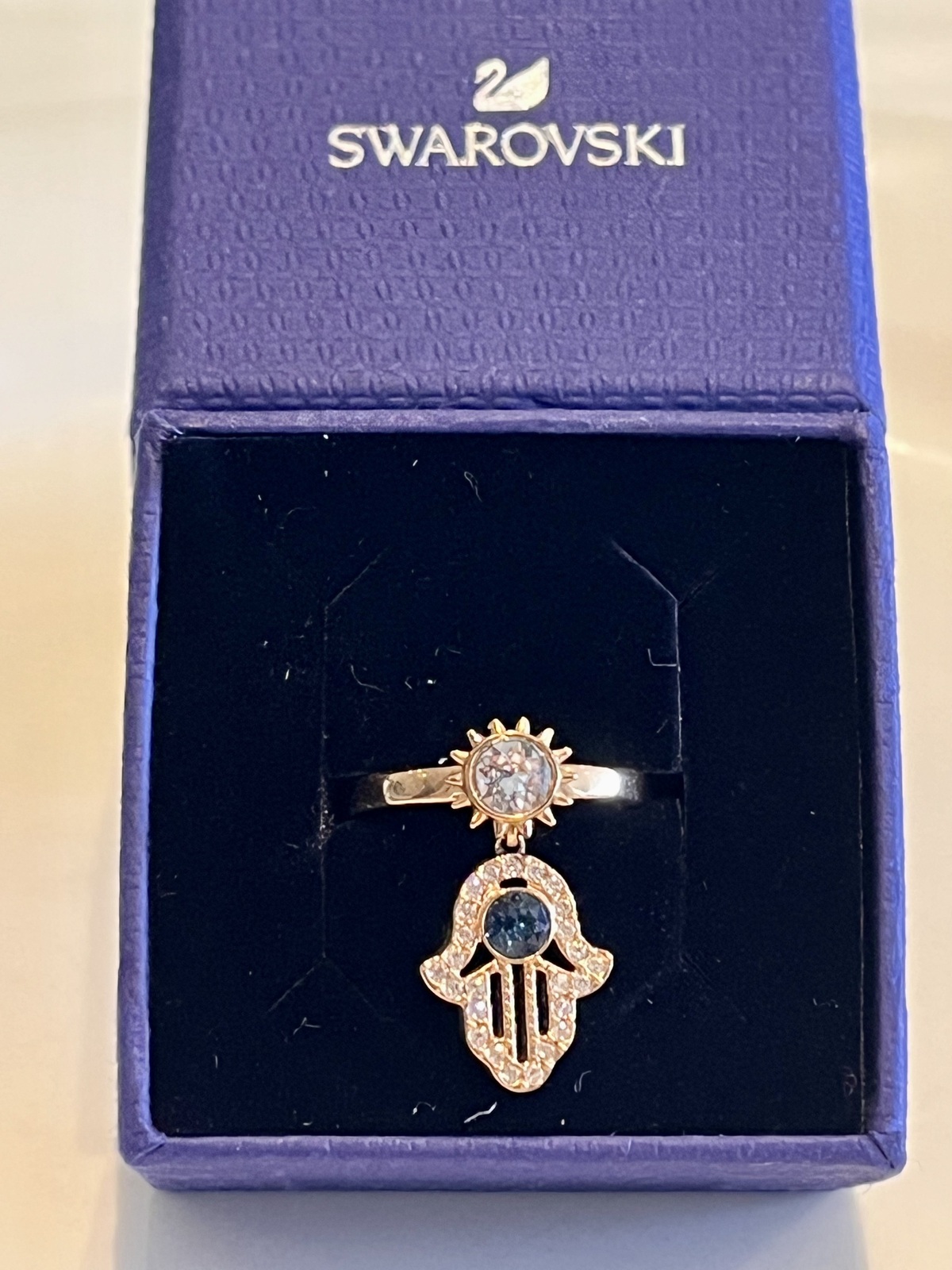 SYMBOLIC MOTIF HAMSA CHARM RING 18K RGP - SIZE 52 - BNWOT