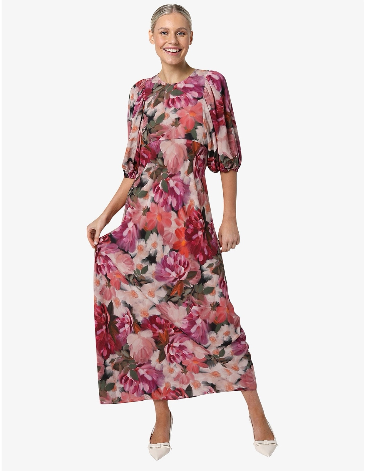 - Natalia Midi Dress, Floral Jewel 