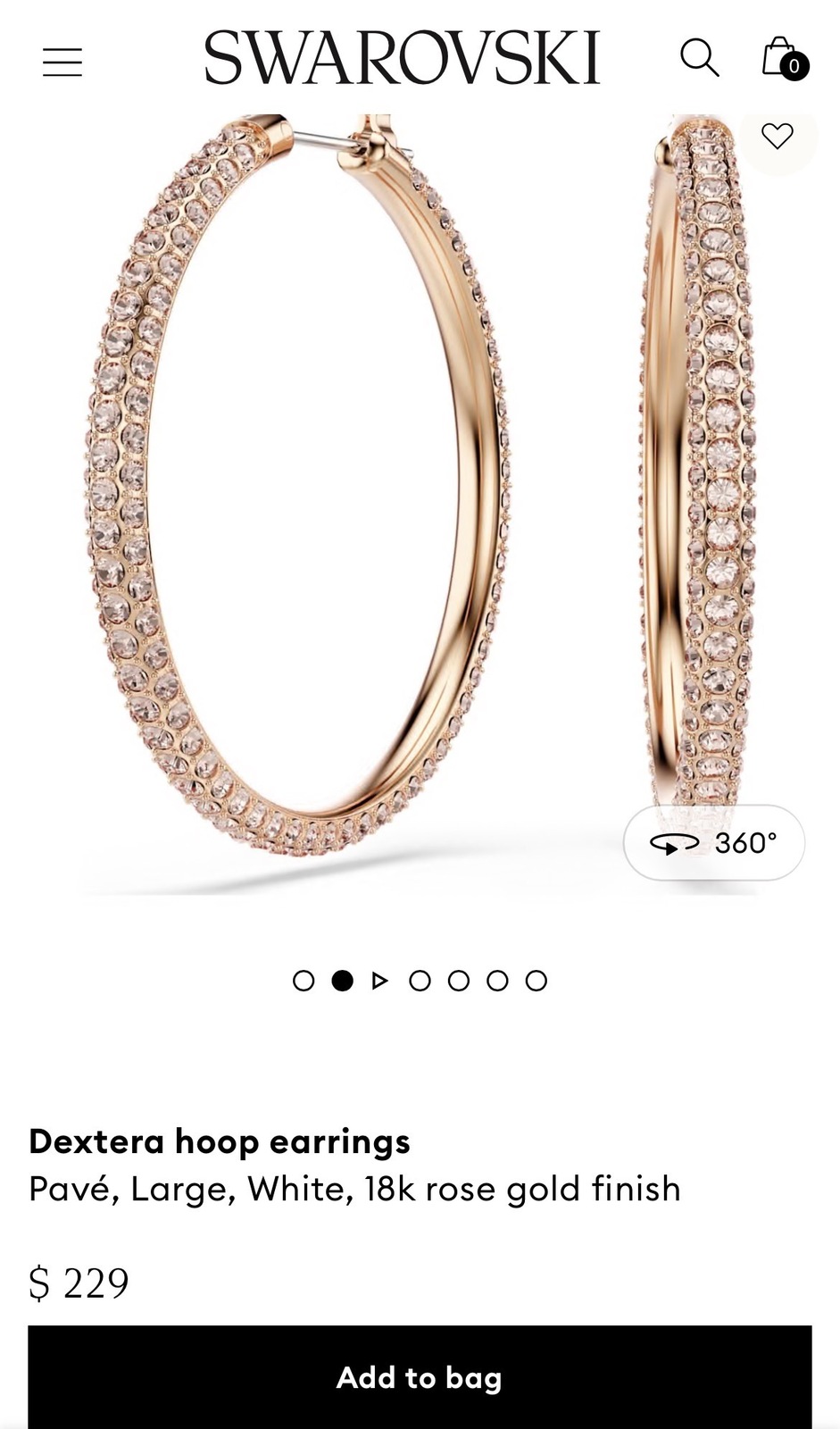 18K ROSE GOLD PLATED DEXTERA HOOP EARRINGS - RRP $229