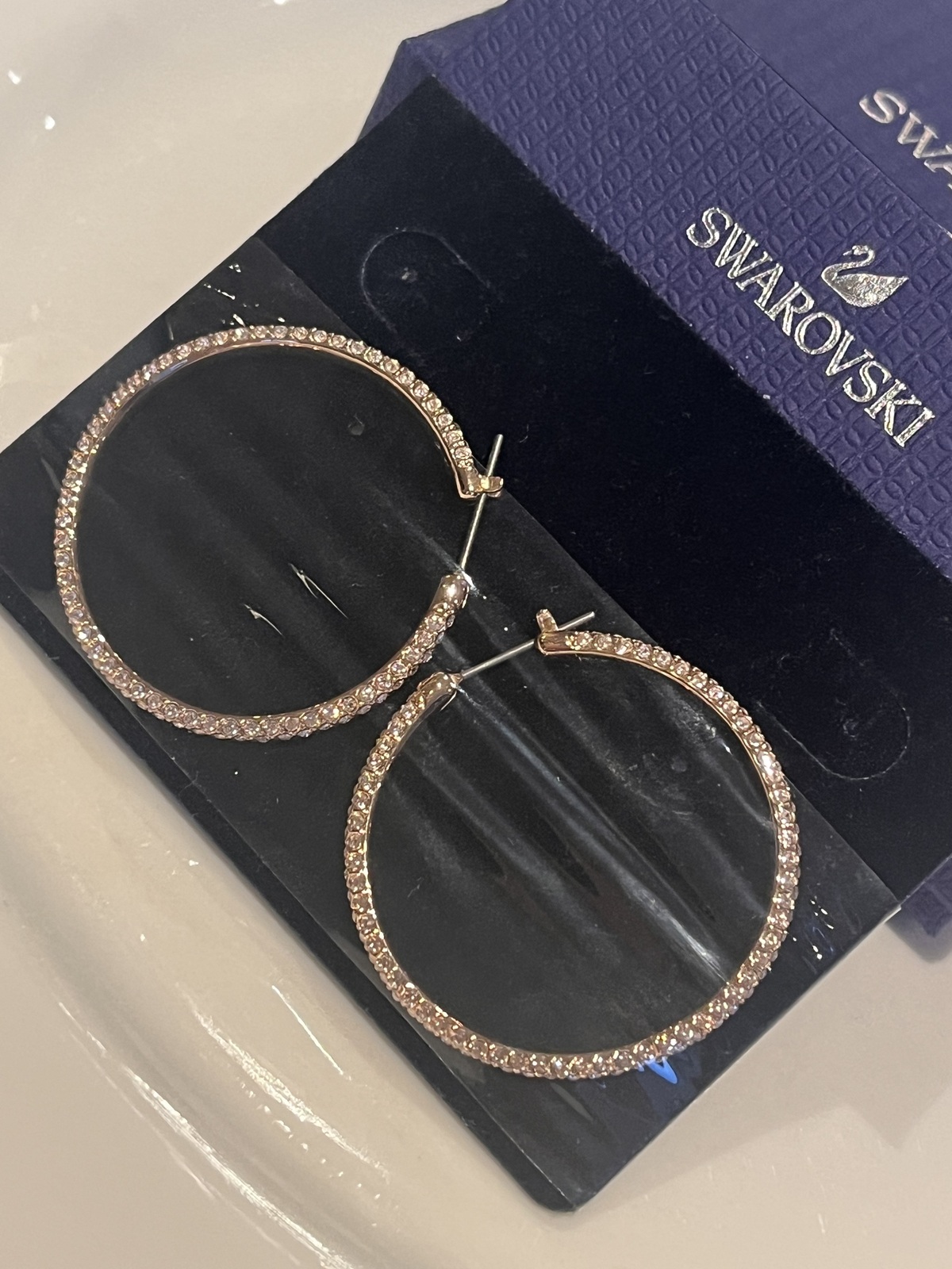 18K ROSE GOLD PLATED DEXTERA HOOP EARRINGS - RRP $229