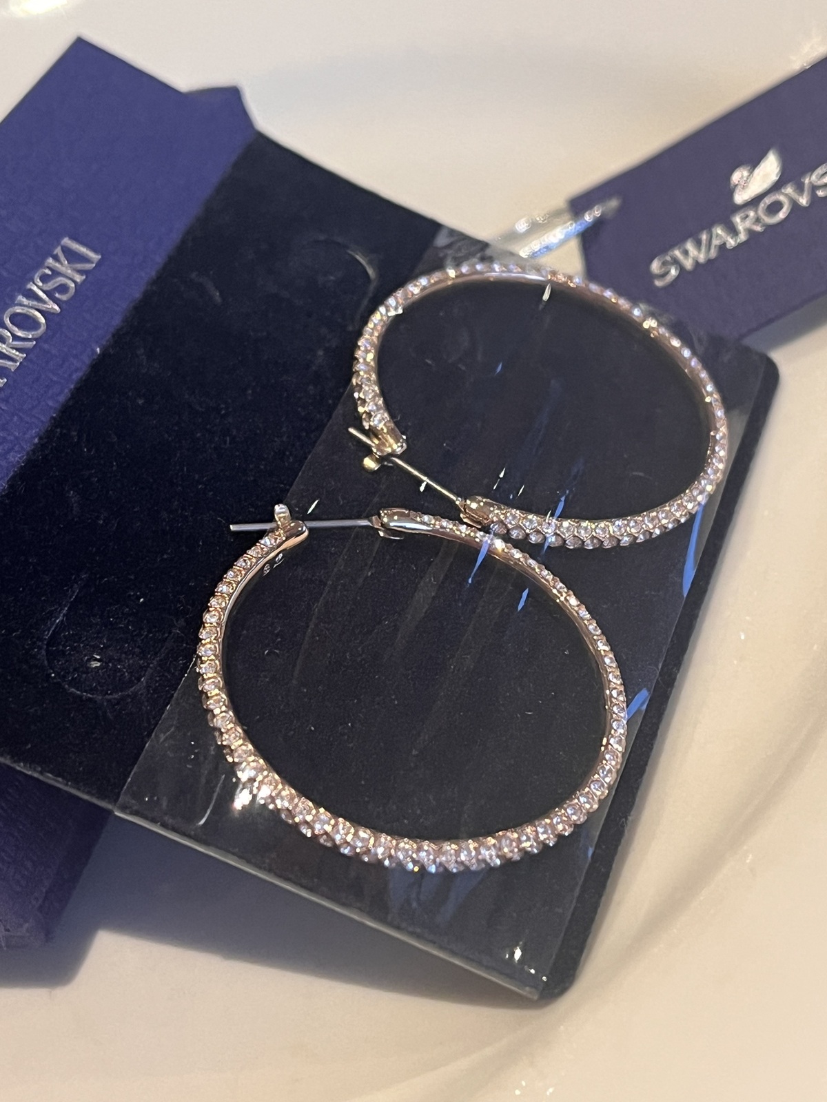 18K ROSE GOLD PLATED DEXTERA HOOP EARRINGS - RRP $229