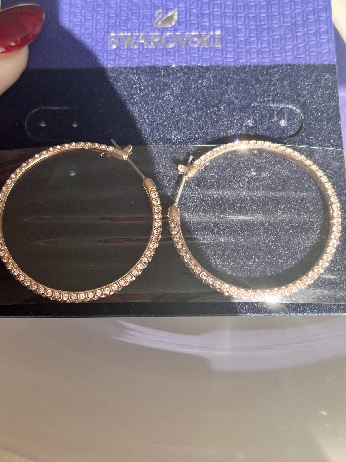 18K ROSE GOLD PLATED DEXTERA HOOP EARRINGS - RRP $229