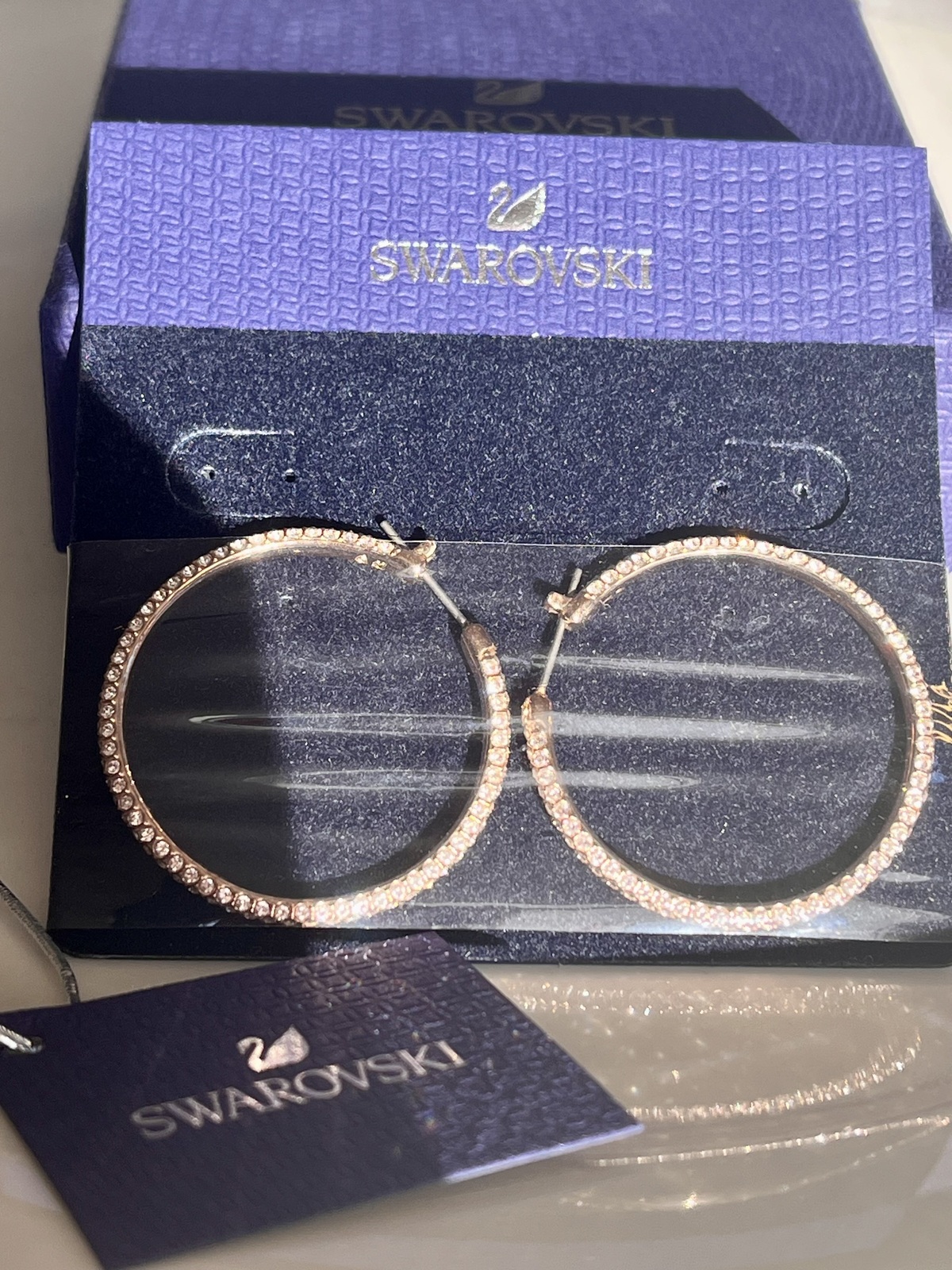 18K ROSE GOLD PLATED DEXTERA HOOP EARRINGS - RRP $229