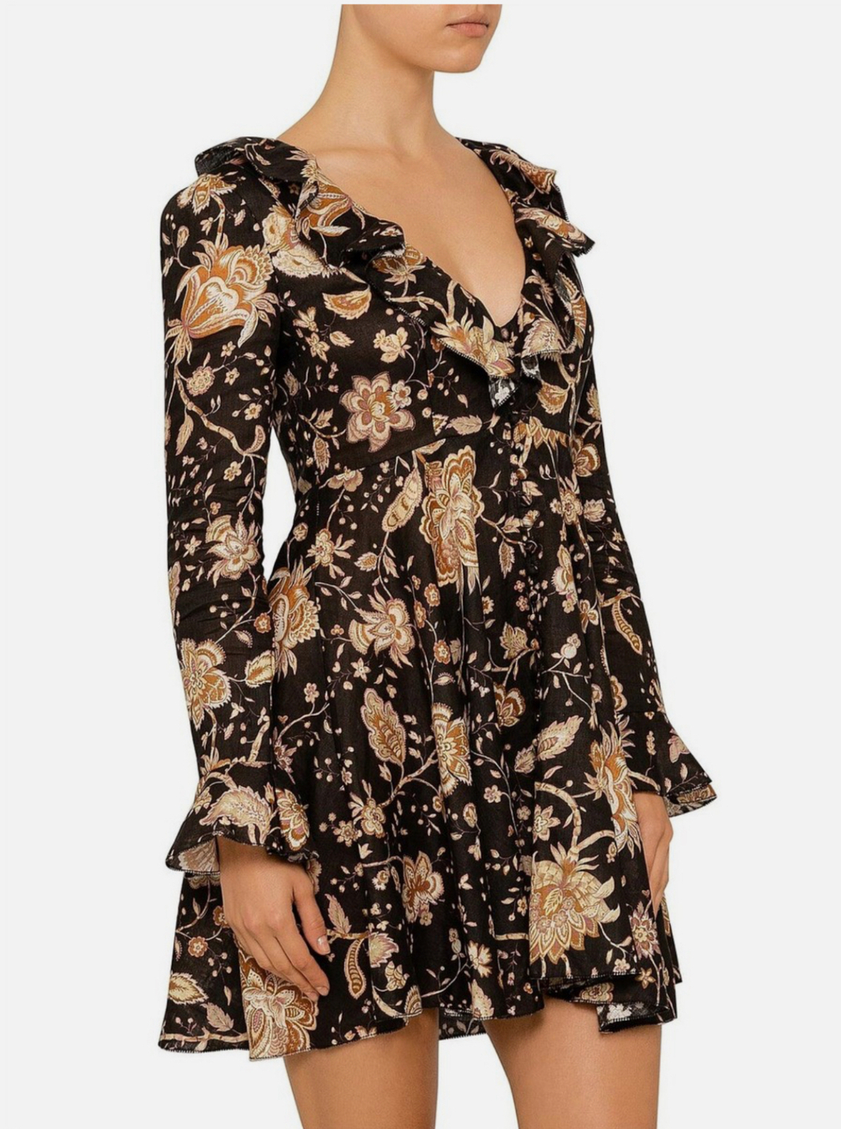 Veneto Ruffle-Trimmed Mini Dress. Size 0