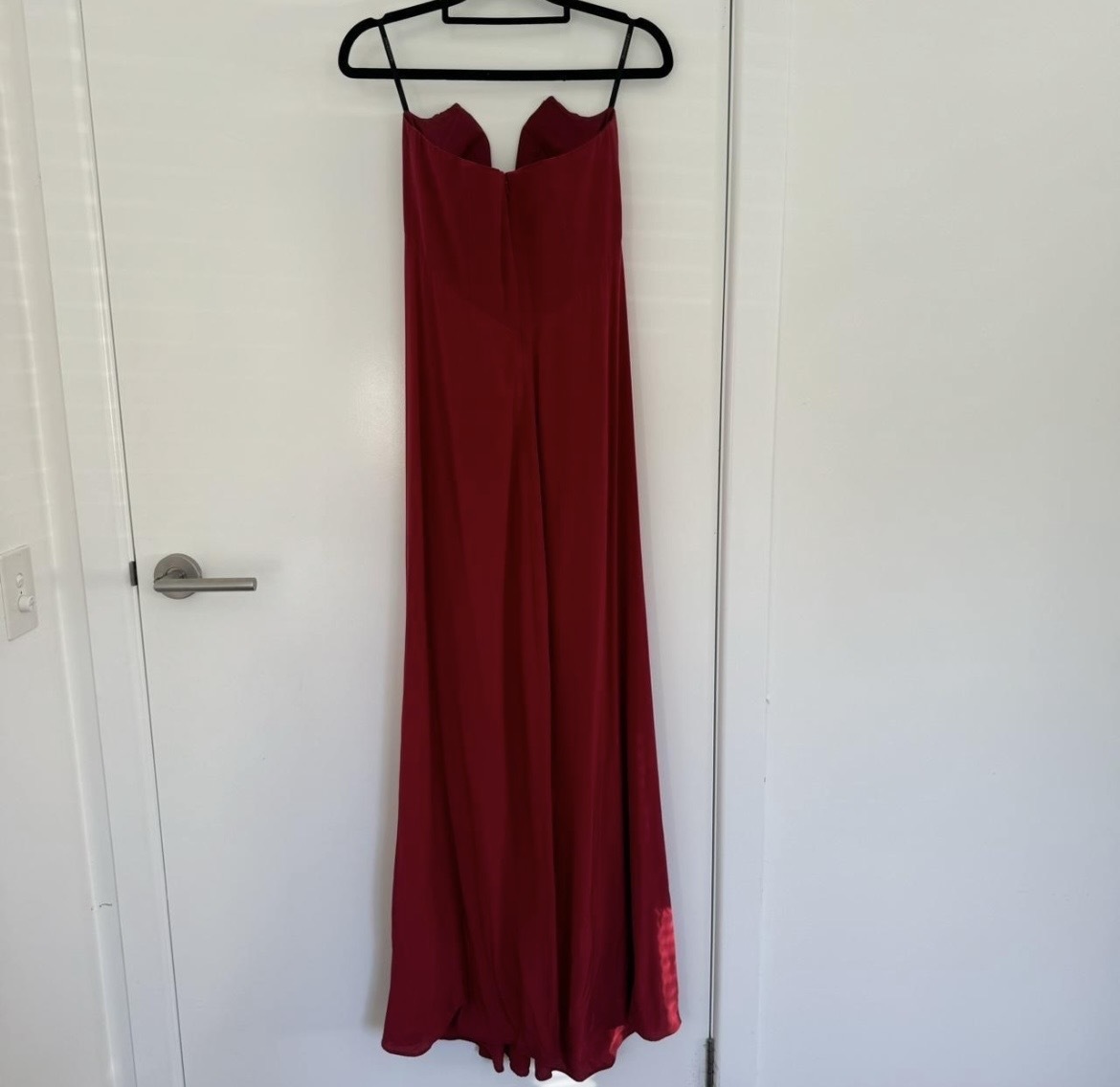 size 1 wine red silk strapless dress 