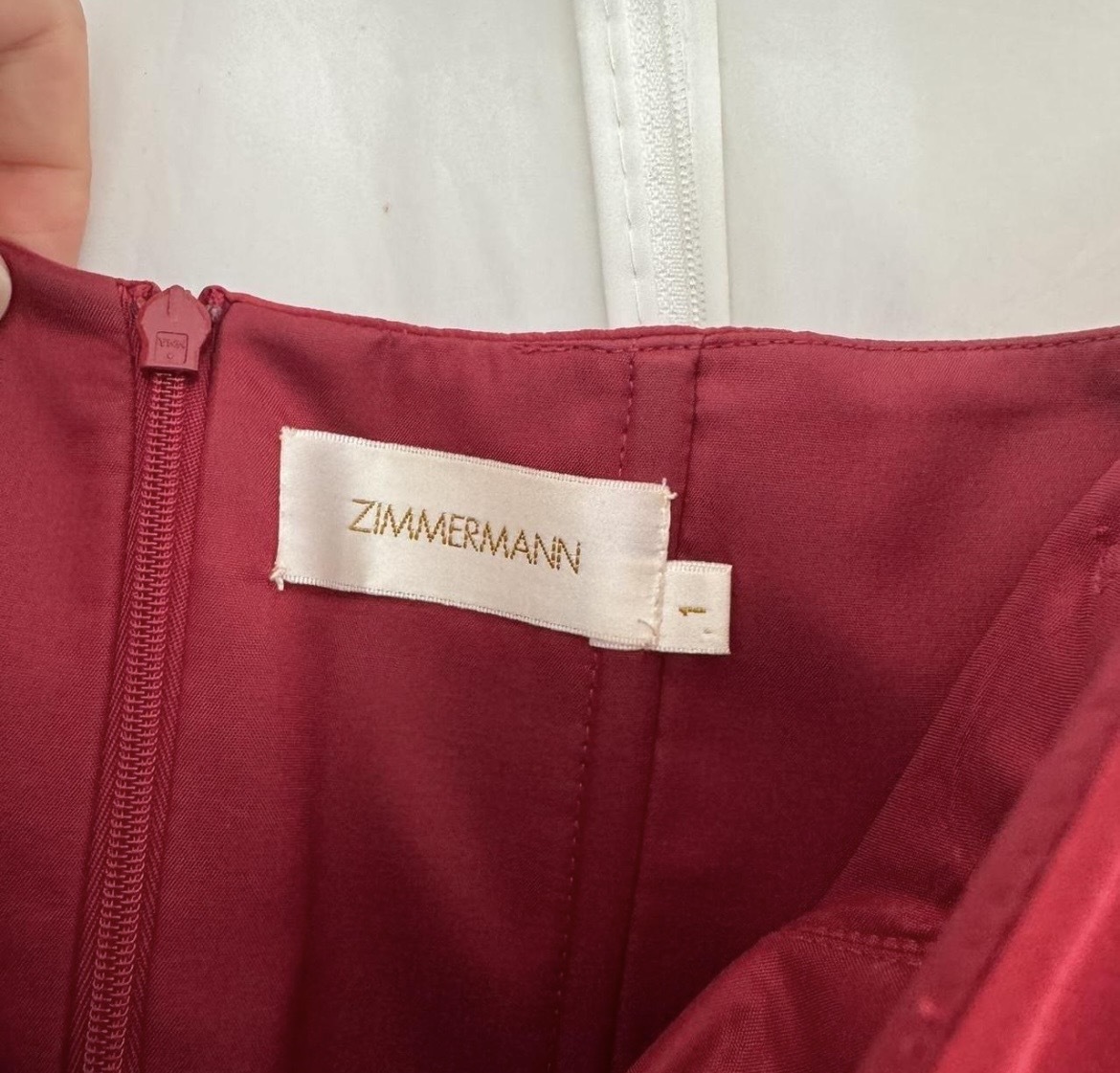 size 1 wine red silk strapless dress 