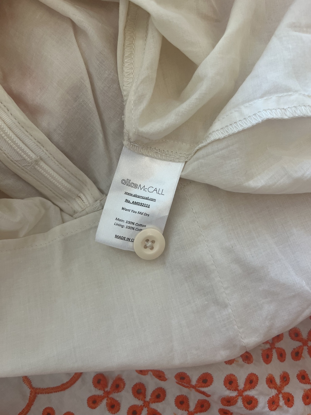 I Want You Midi Dress size AU10 White and Orange 