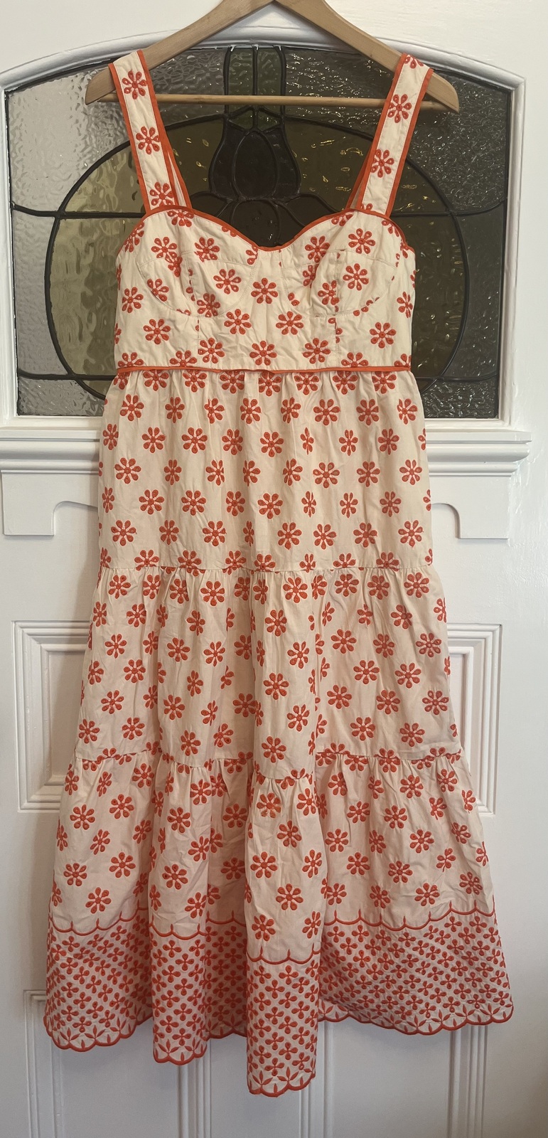 I Want You Midi Dress size AU10 White and Orange 