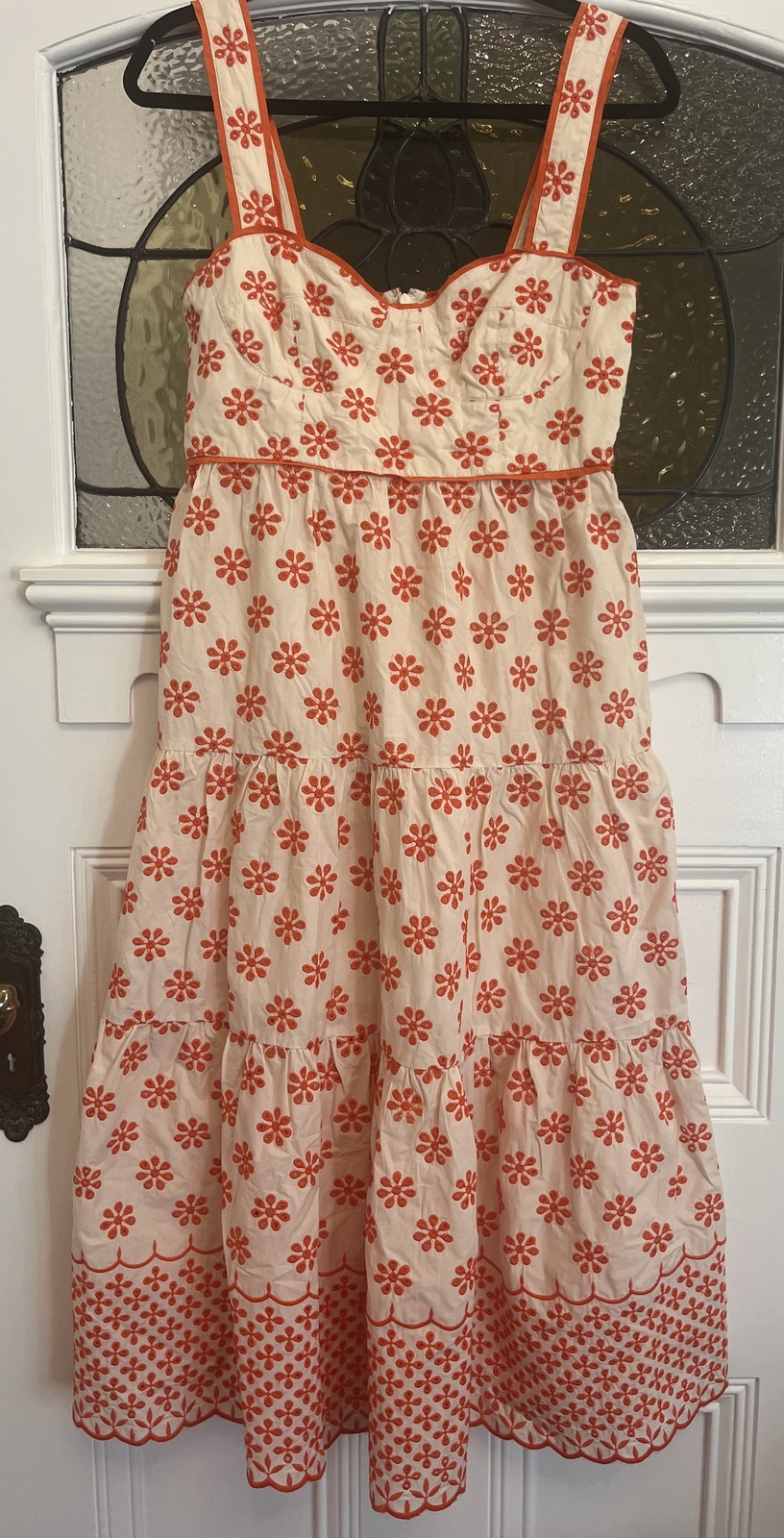 I Want You Midi Dress size AU10 White and Orange 