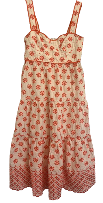 I Want You Midi Dress size AU10 White and Orange 