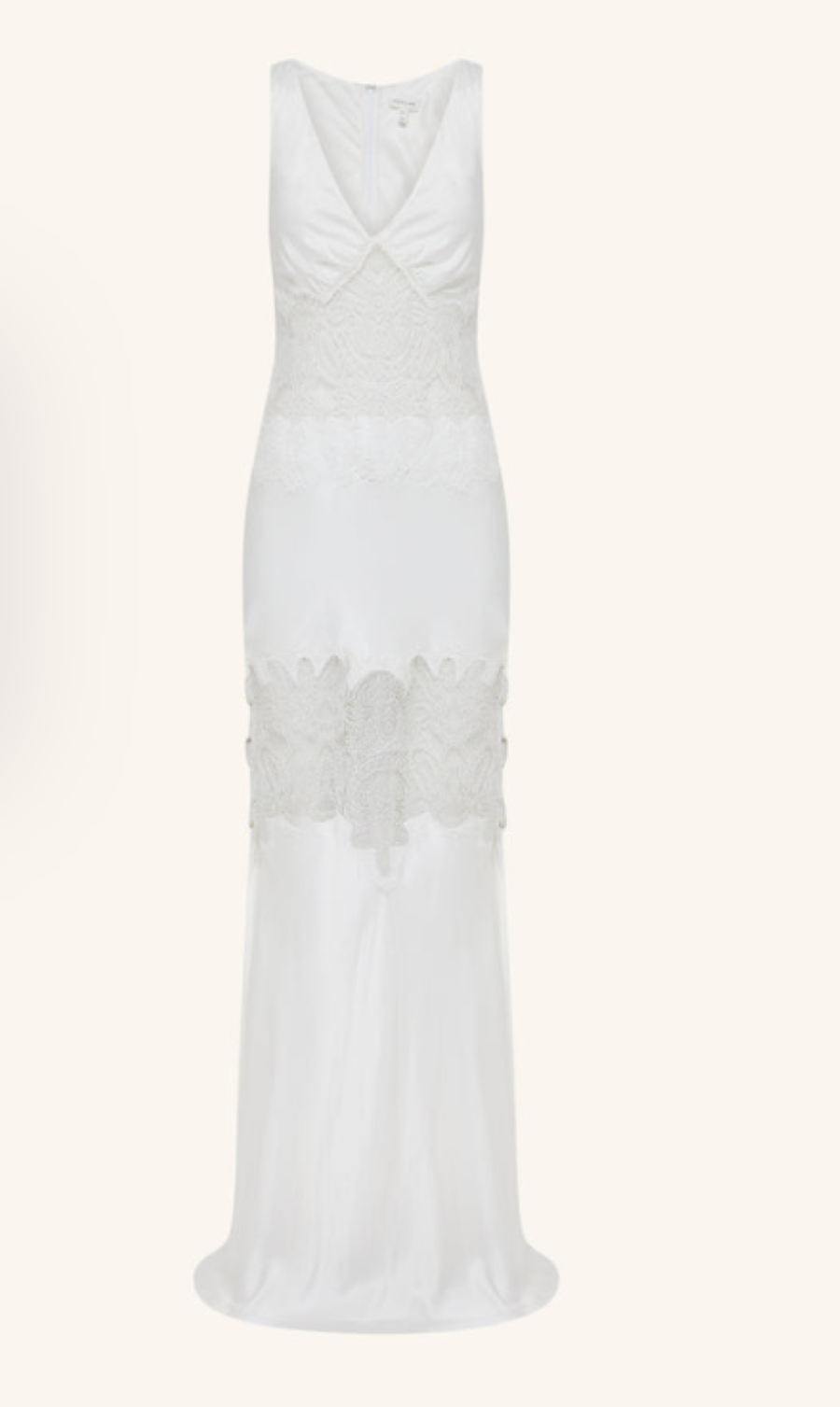 stratus plunged lace panelled maxi dress - ivory AU6/US2