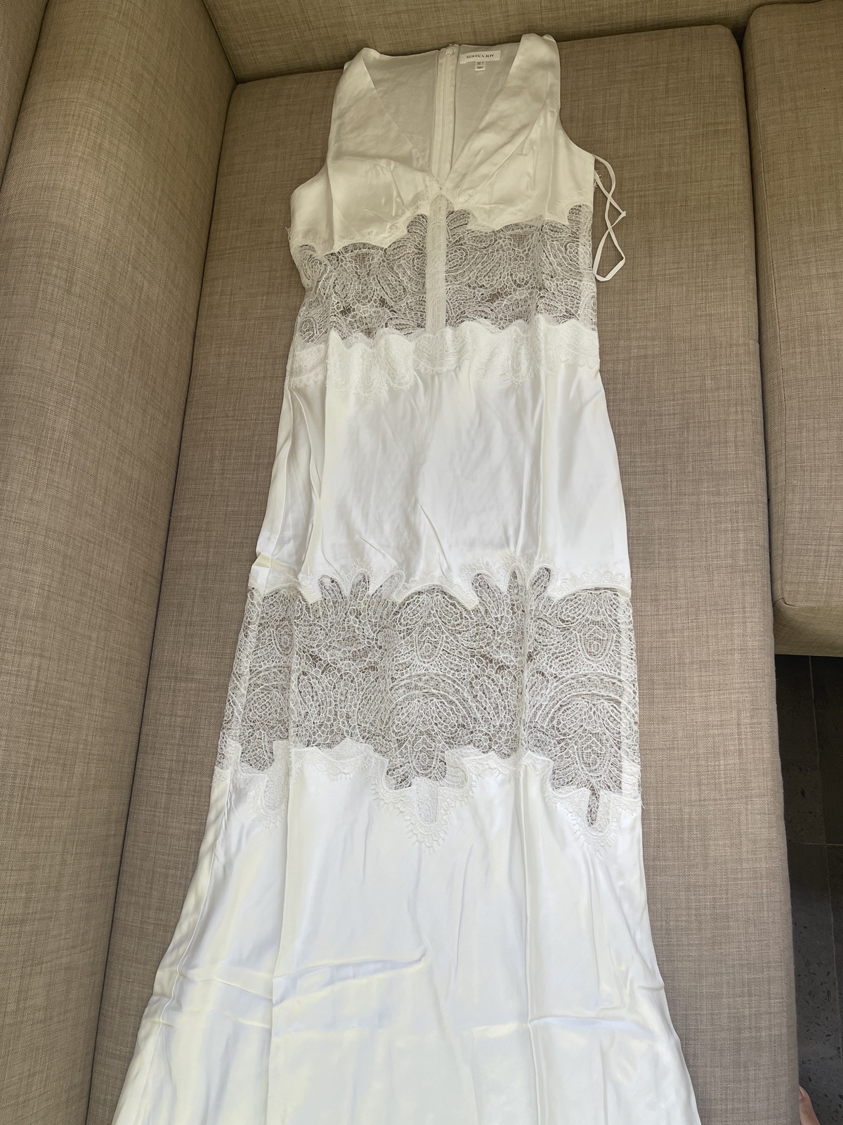 stratus plunged lace panelled maxi dress - ivory AU6/US2