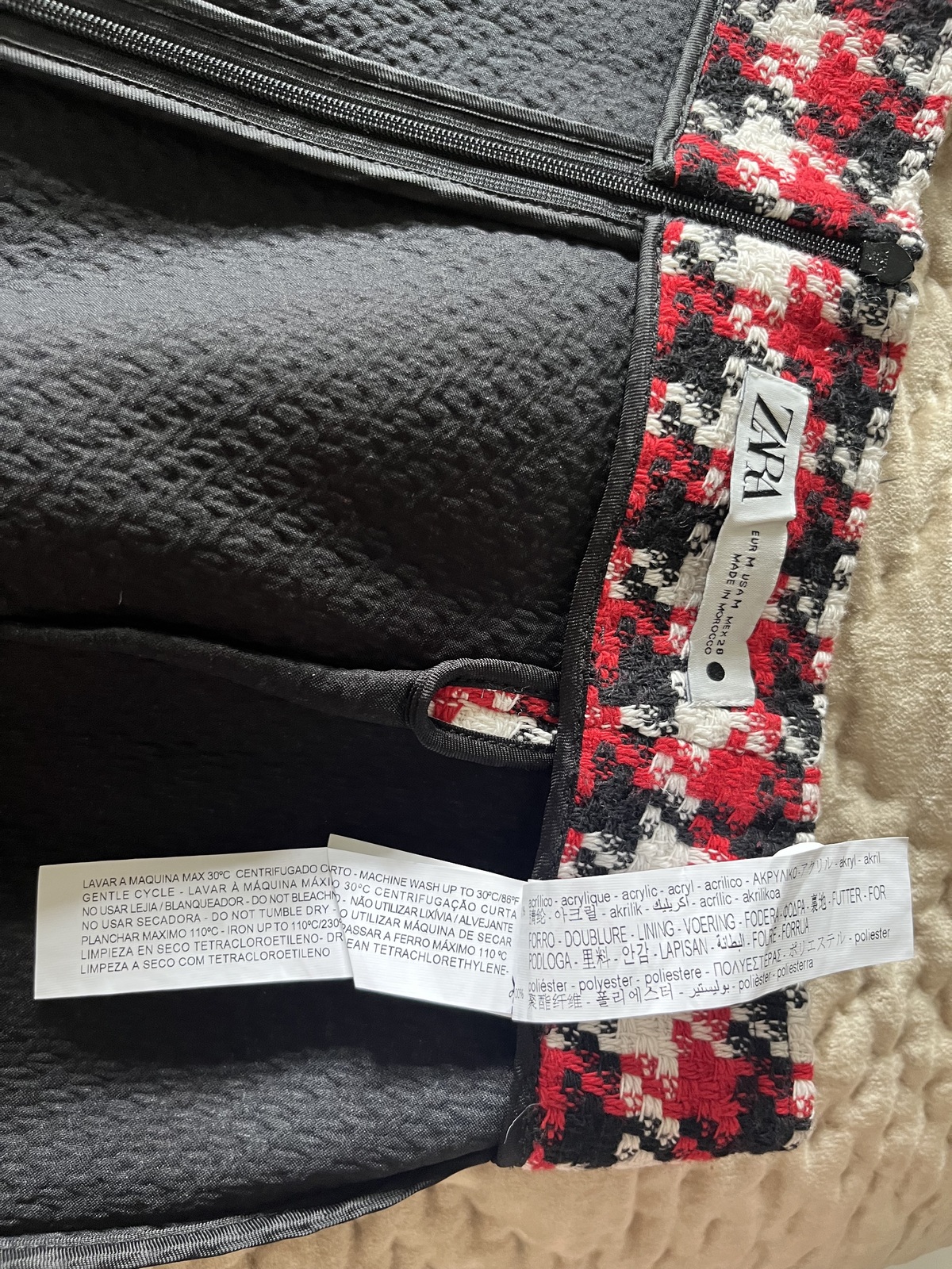 Vintage Red, White and Black tweed mini skirt size medium/AU10