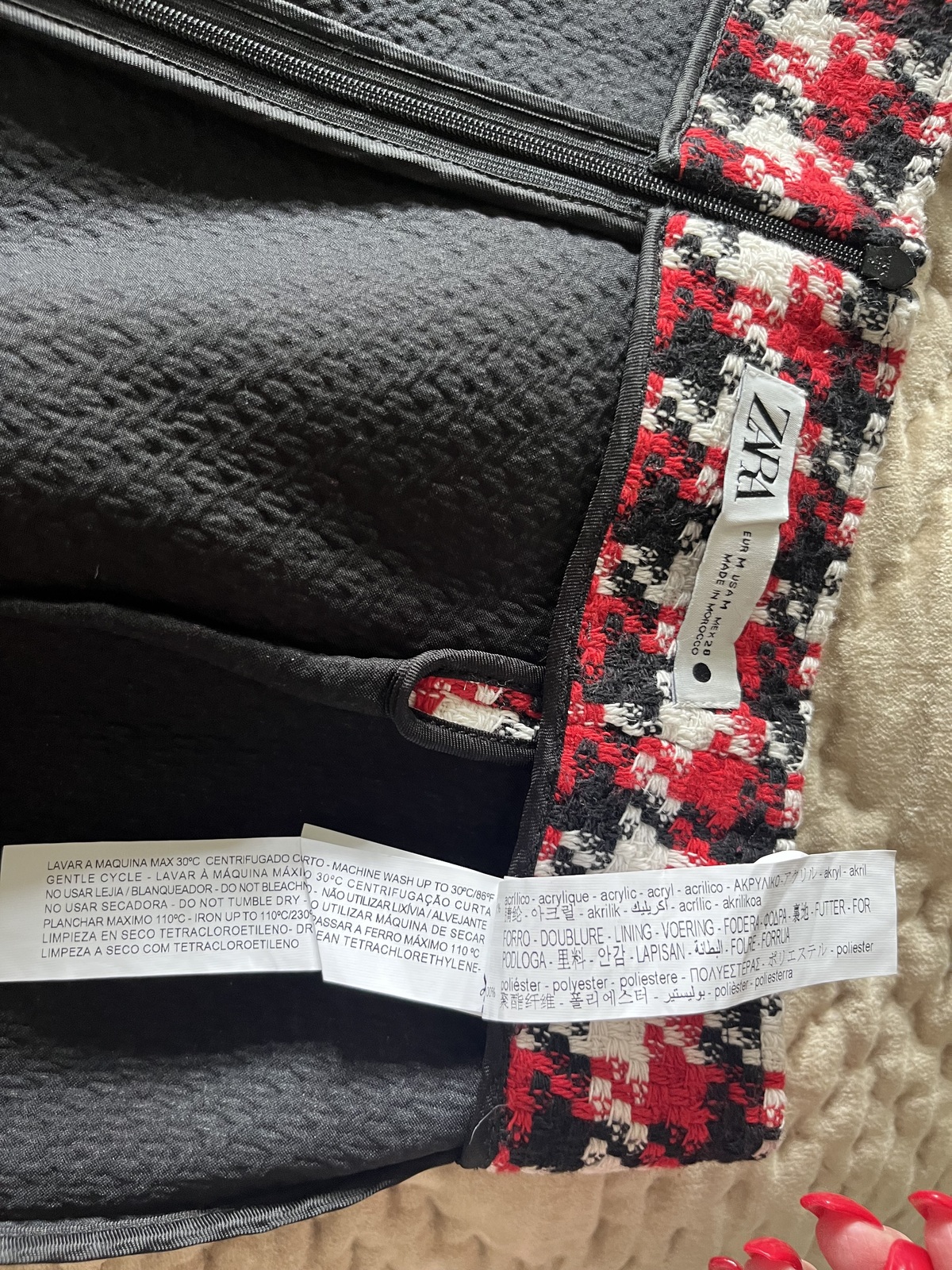 Vintage Red, White and Black tweed mini skirt size medium/AU10