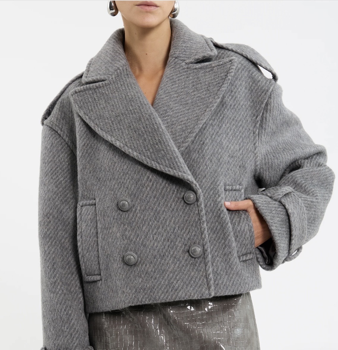 grey cropped Lani Coat size AU12