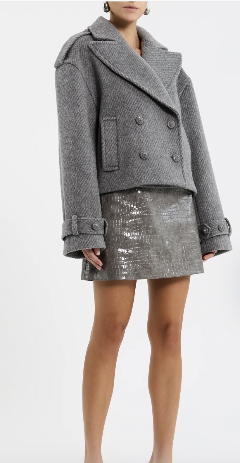 grey cropped Lani Coat size AU12