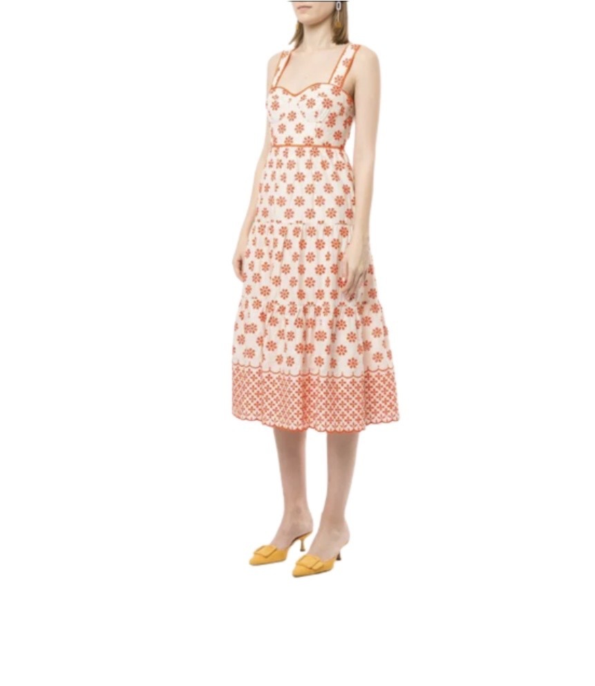 I Want You Midi Dress size AU10 White and Orange 