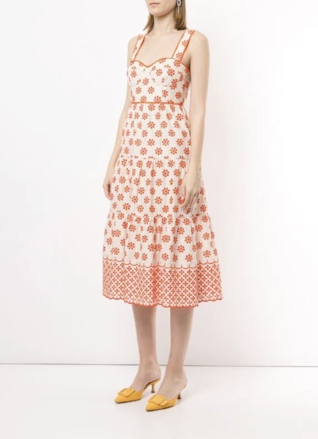 I Want You Midi Dress size AU10 White and Orange 